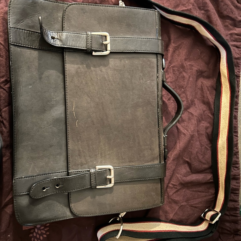 Men's Polo Ralph Lauren black Leather Messenger Bag